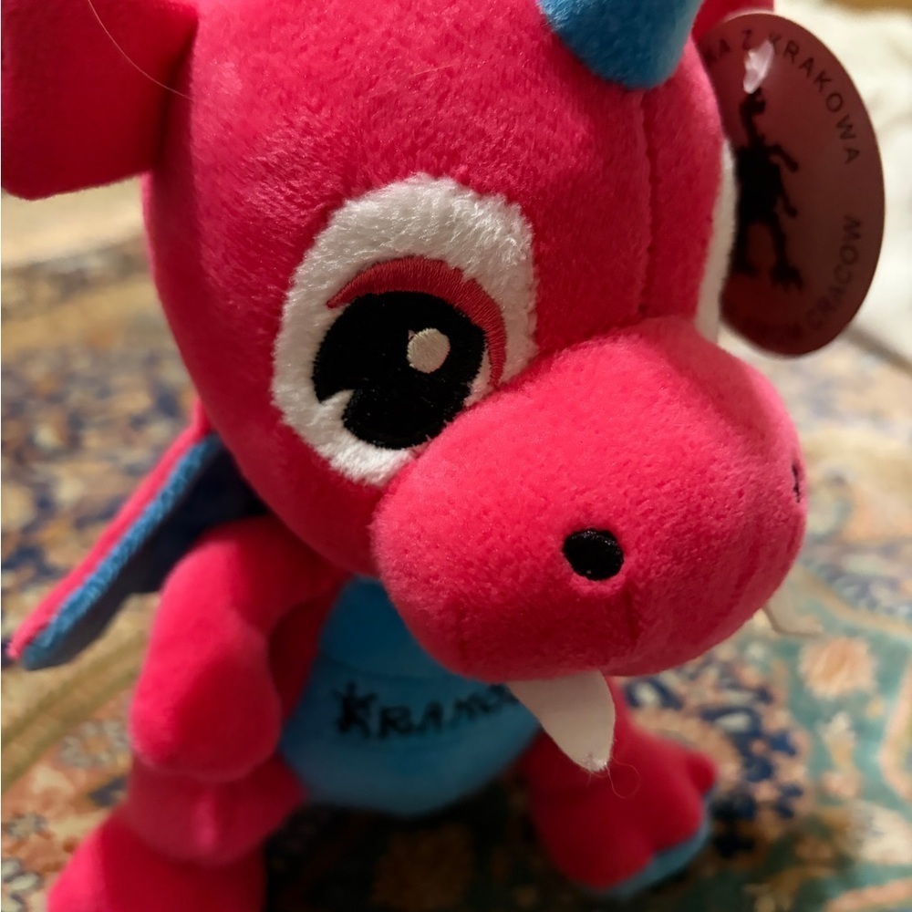 New with tags keepsake of Poland. Pink and Blue Wawel Dragon Plush Toy.